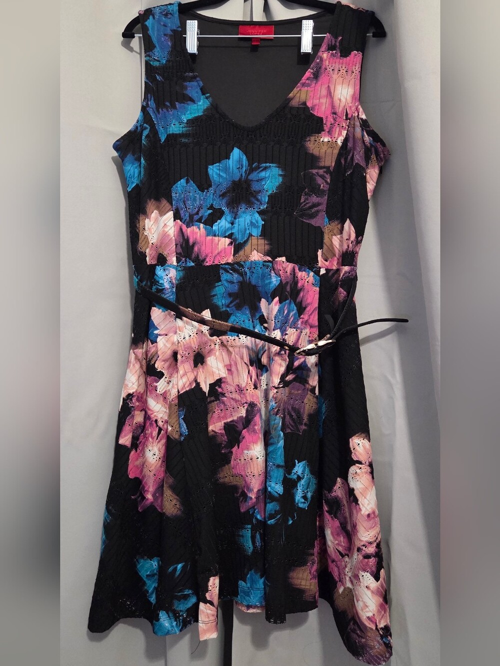 Jennifer Lopez Black Floral Dress